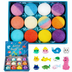 🔥LAST DAY 49% OFF-12-Pack Kids Bath Bombs with Surprise Spring Toys Inside - Easter Basket Stuffers for Boys & Girls - Skin-Soothing Bath Fizzies Gift Set (Ages 3+)