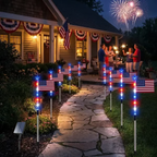 🔥Last Day: 49% OFF🔥8 Solar American Flag Pathway Lights – Red, White & Blue Yard Glow for 250th Independence Celebration 🇺🇸✨