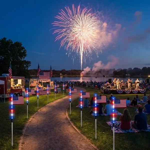 🔥Last Day: 49% OFF🔥8 Solar American Flag Pathway Lights – Red, White & Blue Yard Glow for 250th Independence Celebration 🇺🇸✨