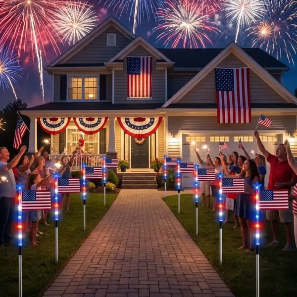 🔥Last Day: 49% OFF🔥8 Solar American Flag Pathway Lights – Red, White & Blue Yard Glow for 250th Independence Celebration 🇺🇸✨